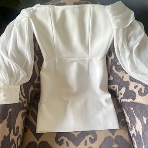 White bubble sleeve dress